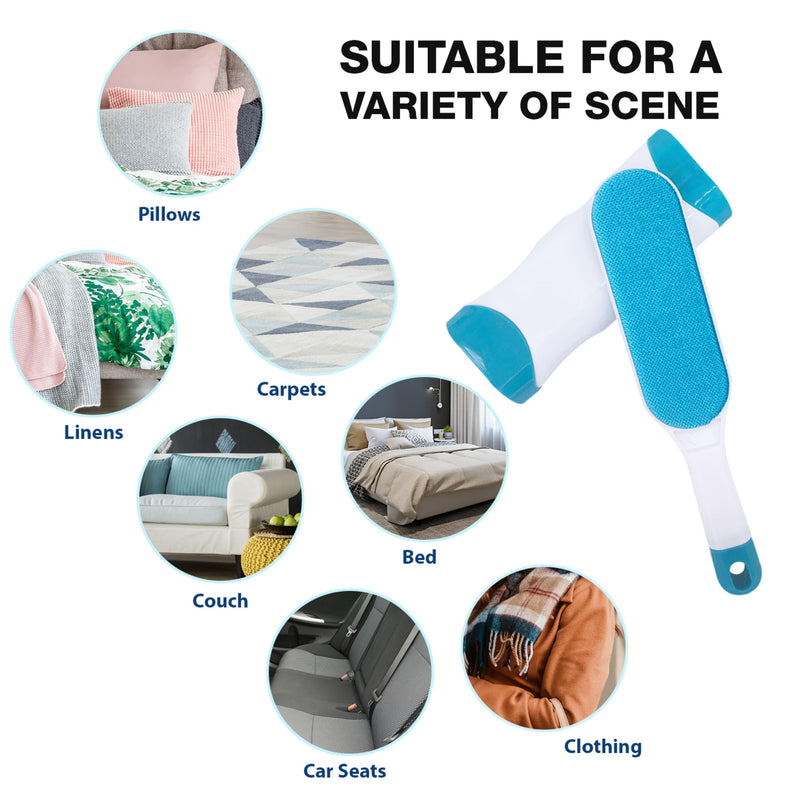 Pet Hair Remover for Clothes: Reusable Cat Dog Fur Removal Brush for Furniture Couch Carpet Bed Car Seat - Self-Cleaning Tool for Pet Owners Friends Families - Home Travel Use (1 Pack Fresh Blue) 1 Pack - BeesActive Australia