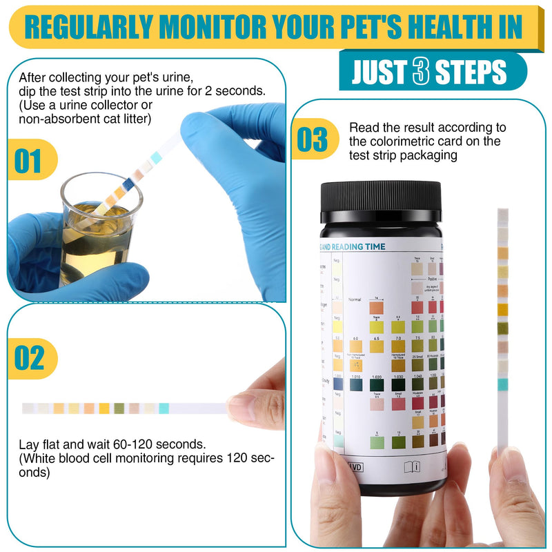 100 x Pet Urine Testing Strips, 10 in 1 UTI Test Kit for Cat & Dog, Multi-Parameter Urinalysis Reagent Strips: Leukocytes, Urobilinogen, Protein, Ph, Blood, Ketone, Bilirubin, Glucose & More - BeesActive Australia