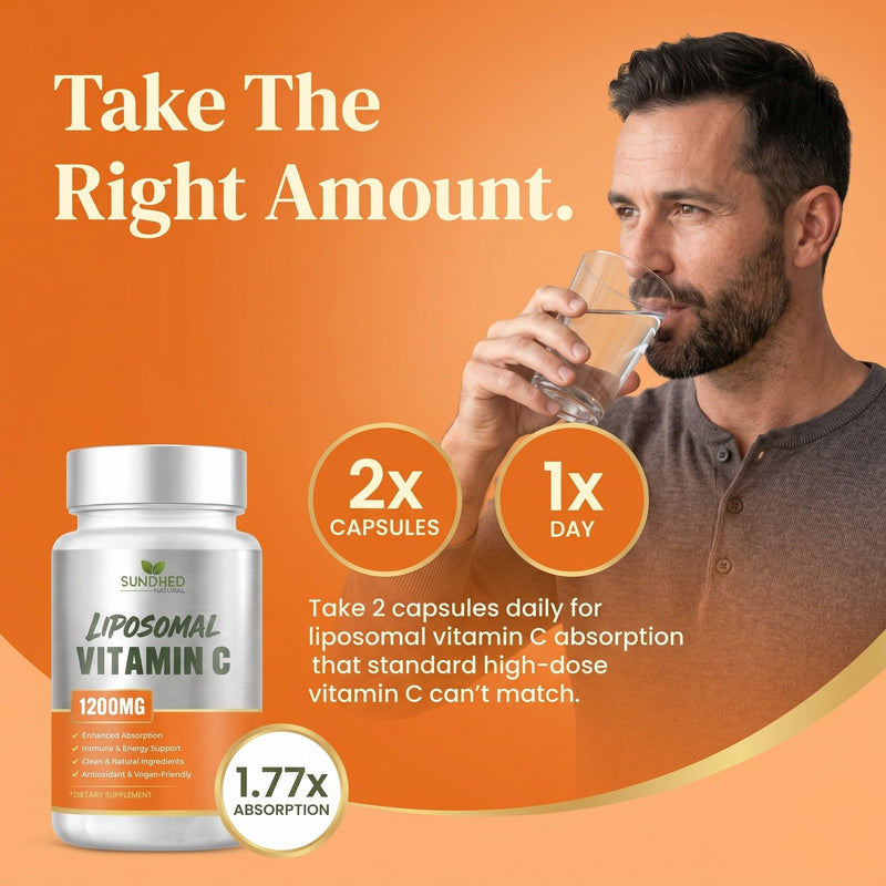 Pure Liposomal Vitamin C - 1200mg Immune System & Collagen Health Booster, Anti Aging Skin Vitamins, Sodium Ascorbate, Sunflower Lecithin (120 Capsules / 2 Months) (Pack of 2) 120 Count (Pack of 2)