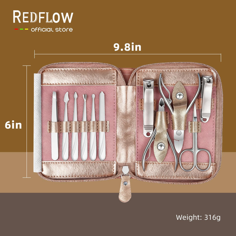 Manicure Set 11 in 1 Stainless Steel Nail Clippers for Men，Manicure Kit for Women，Nail Grooming Kit，Nail Clipper Set，Personal Care Tools（Champagne Colour） Champagne Colour - BeesActive Australia