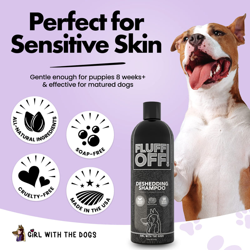 FLUFF OFF! by Girl With The Dogs, Natural Deshedding Dog & Cat Shampoo, 16 Oz, Made in USA, 8 Wks+ - BeesActive Australia