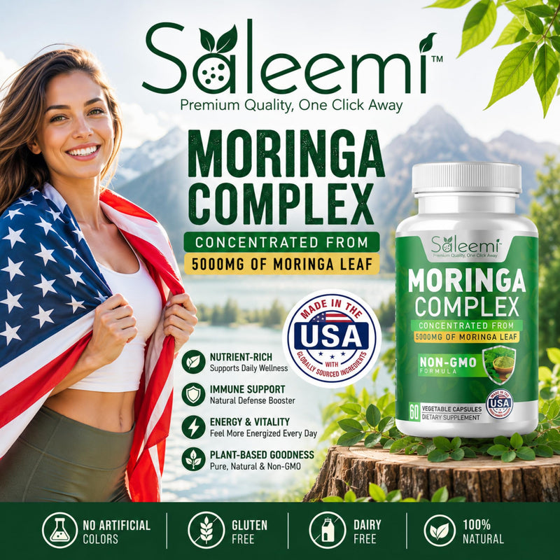 Moringa Capsules – Premium Moringa Oleifera Leaf & Seed Extract | Green Superfood for Energy, Immunity & Vitality | 100% Pure Natural Plant-Based Supplement | Non-GMO, 60 Vegan Capsules