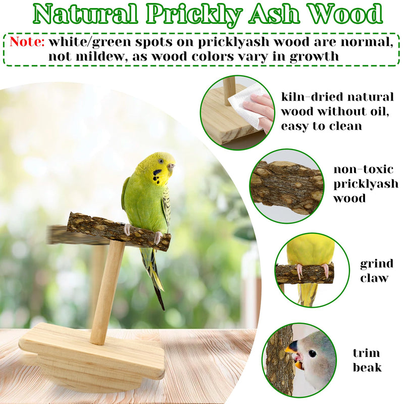 Natural Wood Bird Perch Stand & 2Pcs Bird Perch for Cage, Intelligence Puzzle Platform with Embedded Quartz Claw Care for Conure Cockatiel - BeesActive Australia