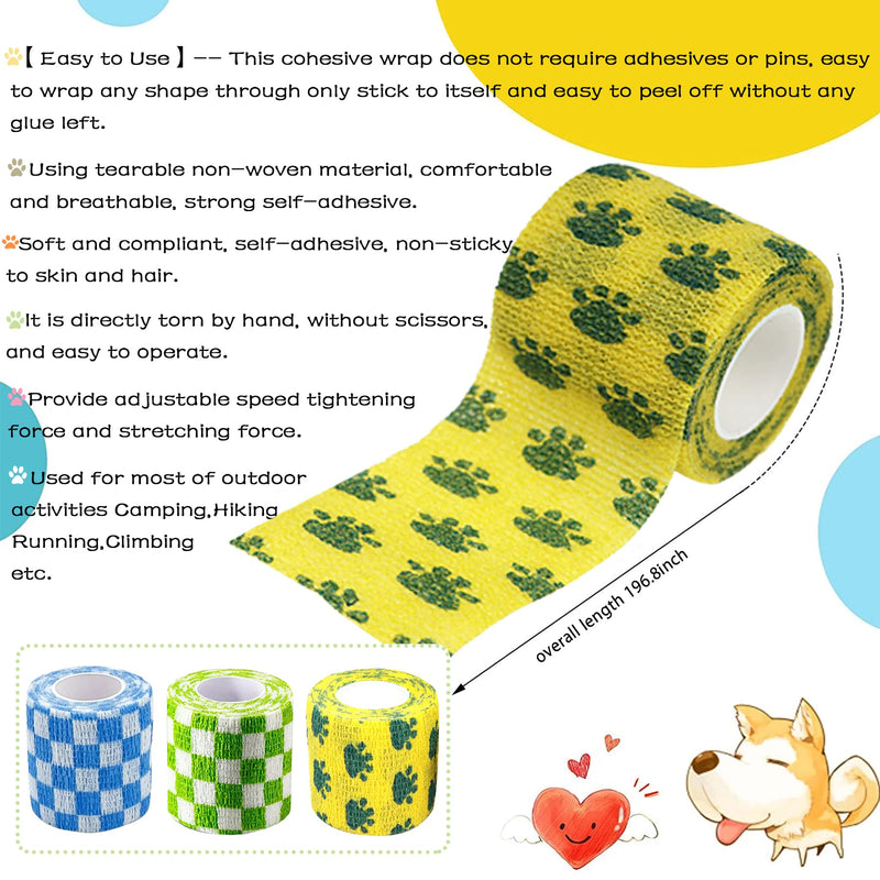24 Roll Vet Wrap Bandages for Dogs Horses 2 Inch*5Yard Cohesive Medical Tape Self Adhesive Tape Flex Leg Wrap Adherent Non-Woven for Dog Cat Horse Pet Animals 24Rolls 2Inchx5yard-A - BeesActive Australia