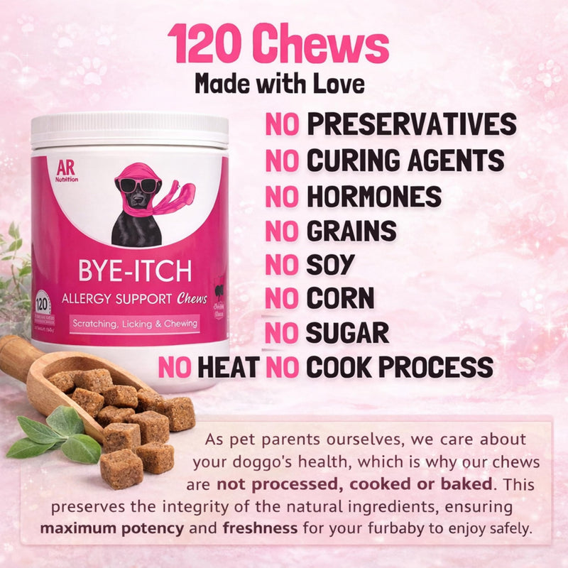 CHILIMILII BYE-Itch Immunity Treats For Dogs- 120 Anti-Itch Chews-Allergy Support Chews-Helps Soothe Itchy Skin, Paws, Ears - Licking, Scratching-Perfect for Small, Medium & Large Dogs-