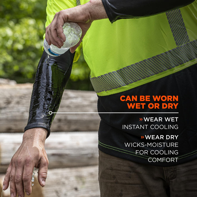Ergodyne Chill-Its 6691 Cooling Arm Sleeves with Box Handling Silicone Forearm Grip, Pair, UPF 50+ Medium