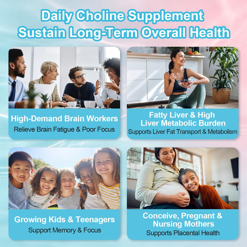 2 Pack Choline Gummies (ALPHA GPC) 550mg,Brain & Liver, Adults & Kids,120Ct | Choline Supplements with DHA, Vitamin B5, Liver, Brain & Cognition Health, Focus & Energy, Vegan, Sugar-Free, BlueberryFlavor 60 Count (Pack of 2)