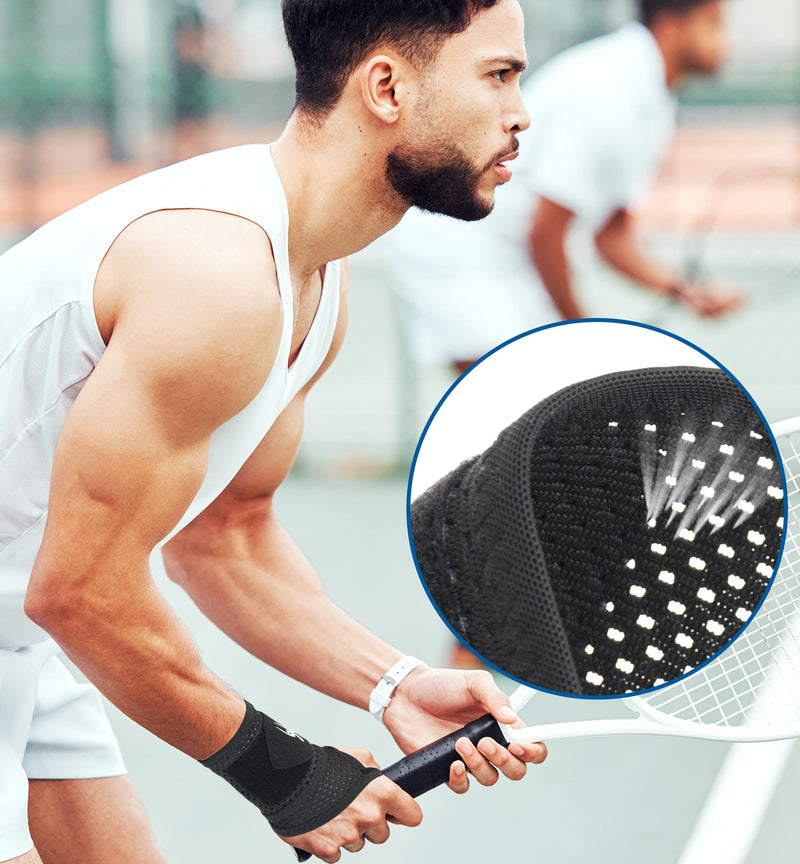 HiRui 2-Pack Ultra-Thin Mesh Wrist Wraps - Breathable, Adjustable Wrist Support for Workouts & Daily Use - Unisex Wrist Brace for Pain Relief, Tendonitis, Carpal Tunnel - One Size Fits All (Black) Black