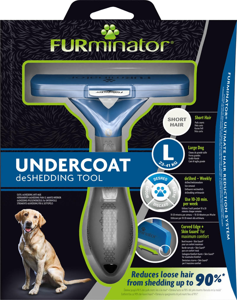 Furminator deShedding tool dog size L short hair - dog brush for large dogs to remove undercoat - improved design - BeesActive Australia