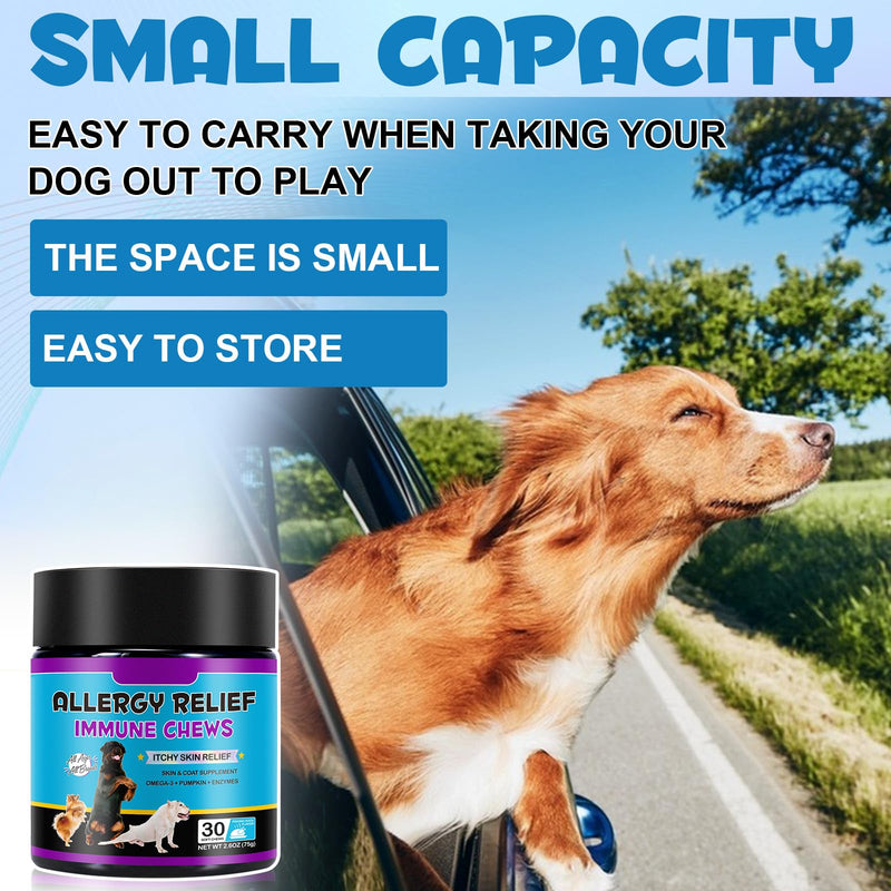Dog Allergy Relief Chews, Itchy and Immunity Treats for Dogs Itchy Dog Skin Relief Anti Itch Skin& Coat Supplement for All Dogs Peking Duck Flavor 30 Pcs
