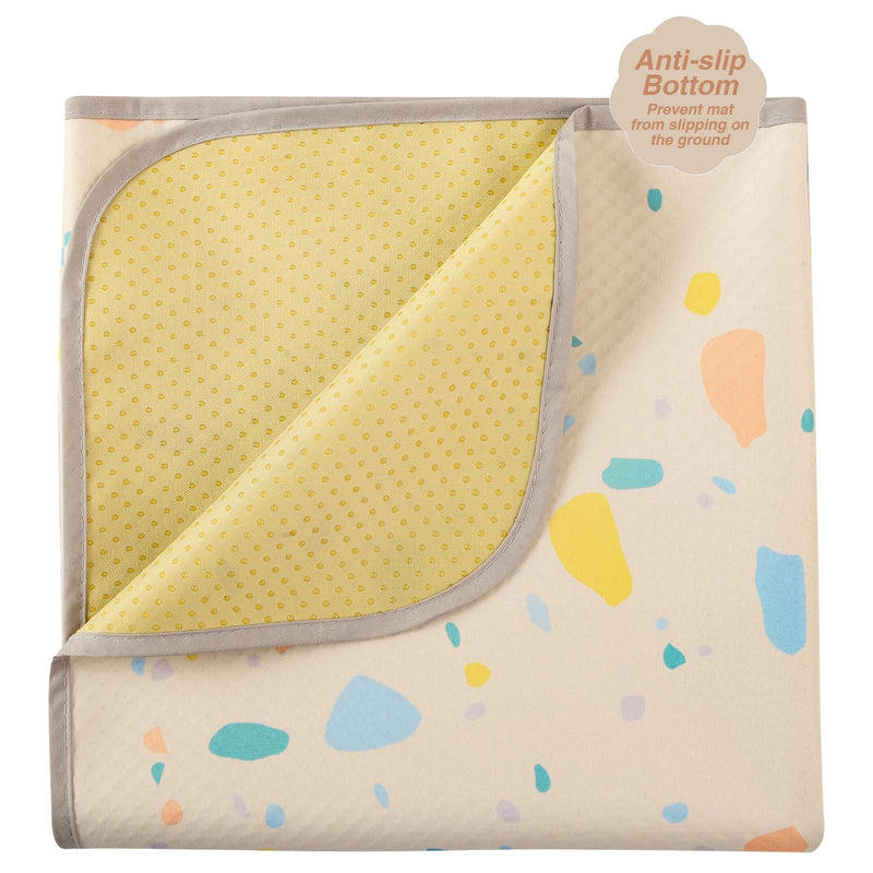 Splat Mat for Under High Chair/Arts/Crafts by CLCROBD, 51" Baby Anti-Slip Food Splash and Spill Mat for Eating Mess, Waterproof Floor Protector and Table Cloth (Beige) Beige