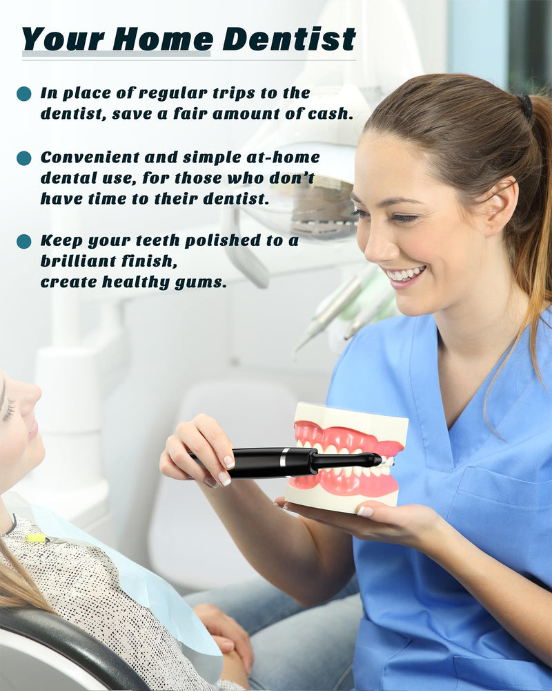 Tooth Polisher, Rechargeable Tooth Whitening Kit for Teeth Cleaning and Whitening, with 3 Tooth Polish Paste and 5 Brush Heads, LED Light, Easy to Use at-Home Personal Dental Care Kit Black - BeesActive Australia