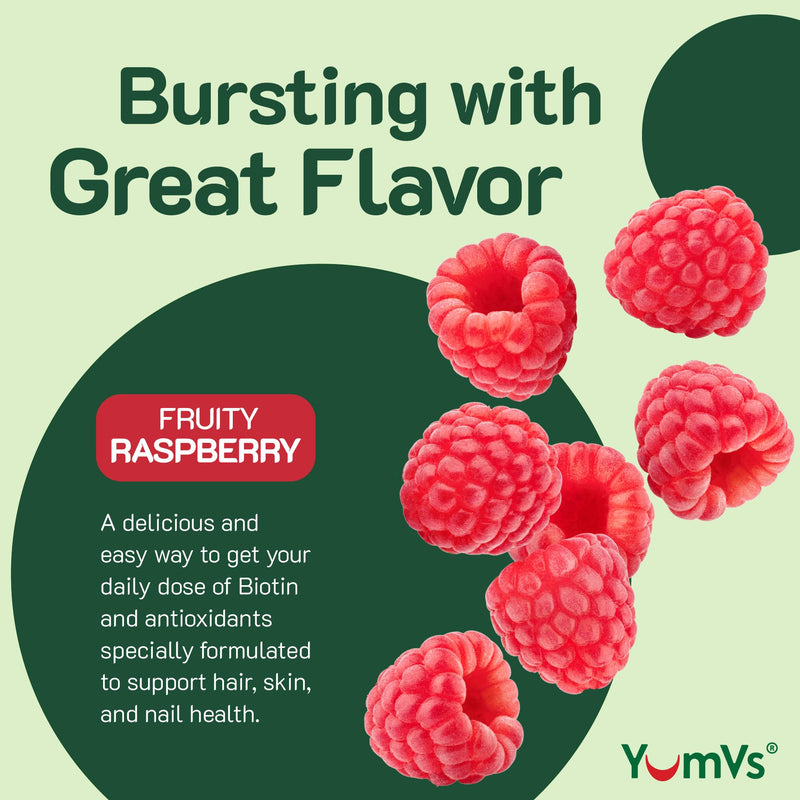 YUM-V'S Teen Multivitamin Gummies with Biotin & Antioxidants – Raspberry Flavor – Hair, Skin & Nails Support – Kosher Gummy Vitamins for Teen Boys & Girls Ages 12–17 – 60 Count 60 Count (Pack of 1)