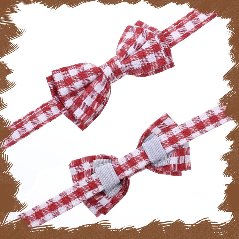 2 Pcs Red Cat Collar for Boy Girl Cats Breakaway Cat Collars with Bell Cute Christmas Kitten Bow Tie Collar Adjustable Small Puppy Safety Collar Solid Color Plaid Pet Collar - BeesActive Australia