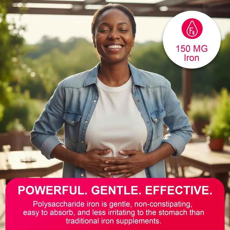 Pharmaris i-max 150 mg Elemental Iron Supplement, 30 Vegan Capsules | Polysaccharide Complex, Vitamin C 250 mg & B12 1000 mcg for Women & Men, Vegan, Gluten-Free, No Artificial Dyes, Once Daily 30 Count (Pack of 1)
