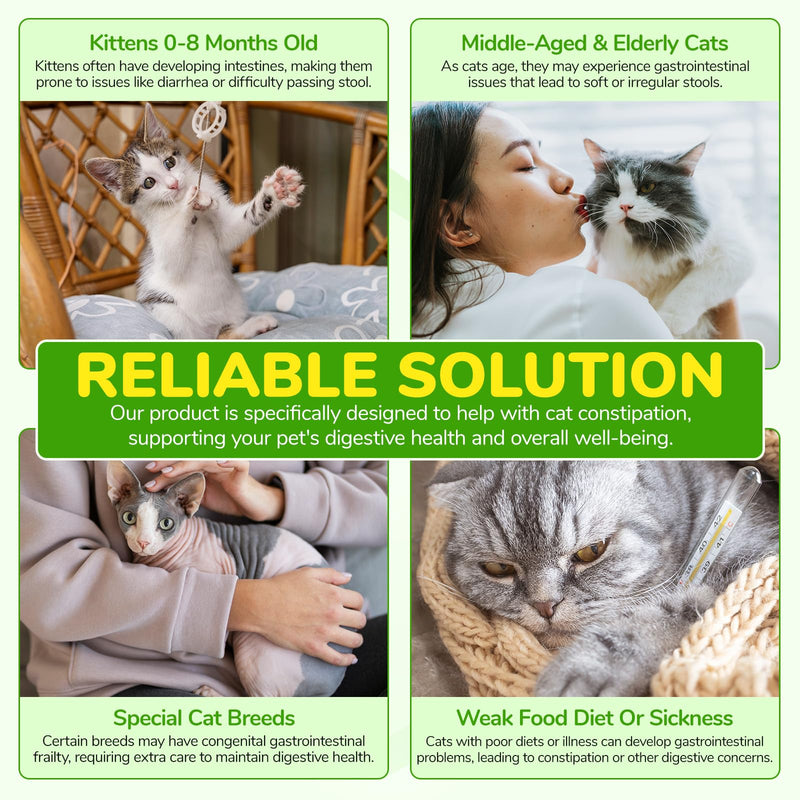 Cat Constipation Treatment 60ml, Cat Probiotic Supplements, Vitamins for Cats with 6 Probiotics, Help Digestive Support Gut Health, Improve Immunity, Cats Constipation Relief for All Breed Size Age 1 PC 60 ml