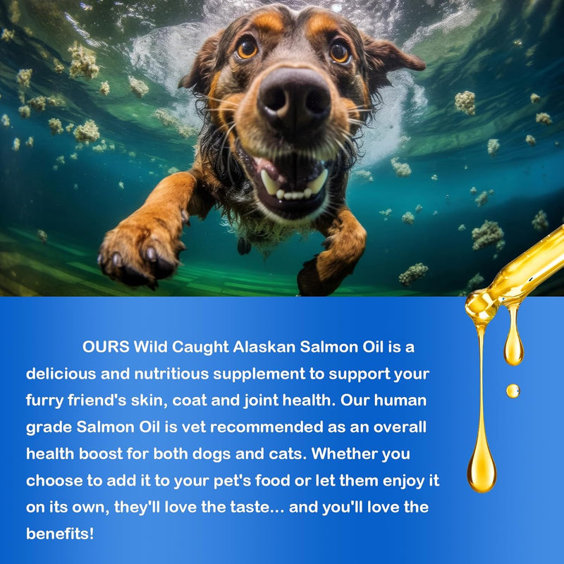 Alaskan Salmon Oil for Dogs, Omega 3 Fish Oil with Natural EPA+DHA Fatty Acids for Skin, Joints, Coat Health, Dog Skin and Coat Fish Oil Liquid Supplement, All Ages All Breeds 8.8fl.oz. - BeesActive Australia