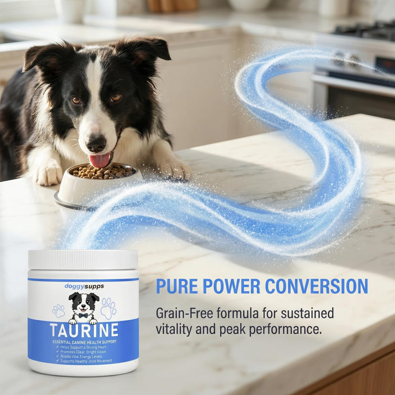 Doggy Supps Taurine, Doggy Supps Taurine Powder for Dogs, Unflavored, Easy-to-Mix Daily Supplement, Immune Support, Skin & Coat Health for Heart, Vision & Daily Wellness, 200 Grams (1)