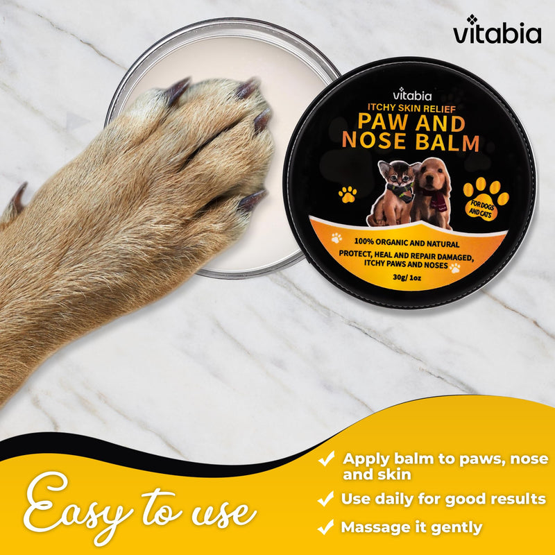 Cat and Dog Paw Balm - Pets Skin Treatment With Shea Butter, Vitamin E, Coconut Oil And Apple Cider Vinegar - Cat Acne, irritation and Itchy Dog Skin Relief With Nose Paw Balm for Dogs and Cat 30g Paw Nose Balm
