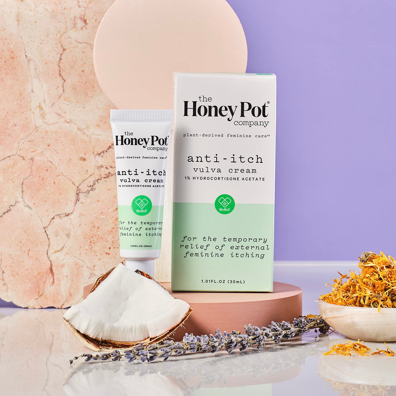 The Honey Pot Company - Feminine Anti-Itch Cream - At Home or On The Go Medicated Cream to Relieve Itching and Discomfort. Maximum Strength - 1 fl. Oz. Anti-Itch Vulva Cream - BeesActive Australia