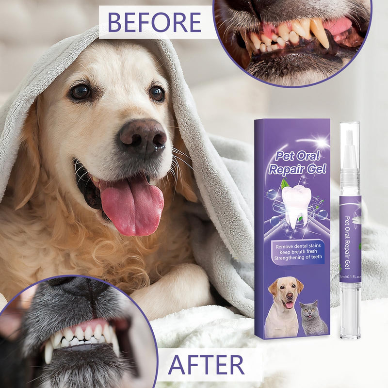 Pet Oral Repair Gel - Pet Oral Restoration Whitening Gel, Cleaner Teeth & Fresher Breath, Without Brushing (3Pcs)