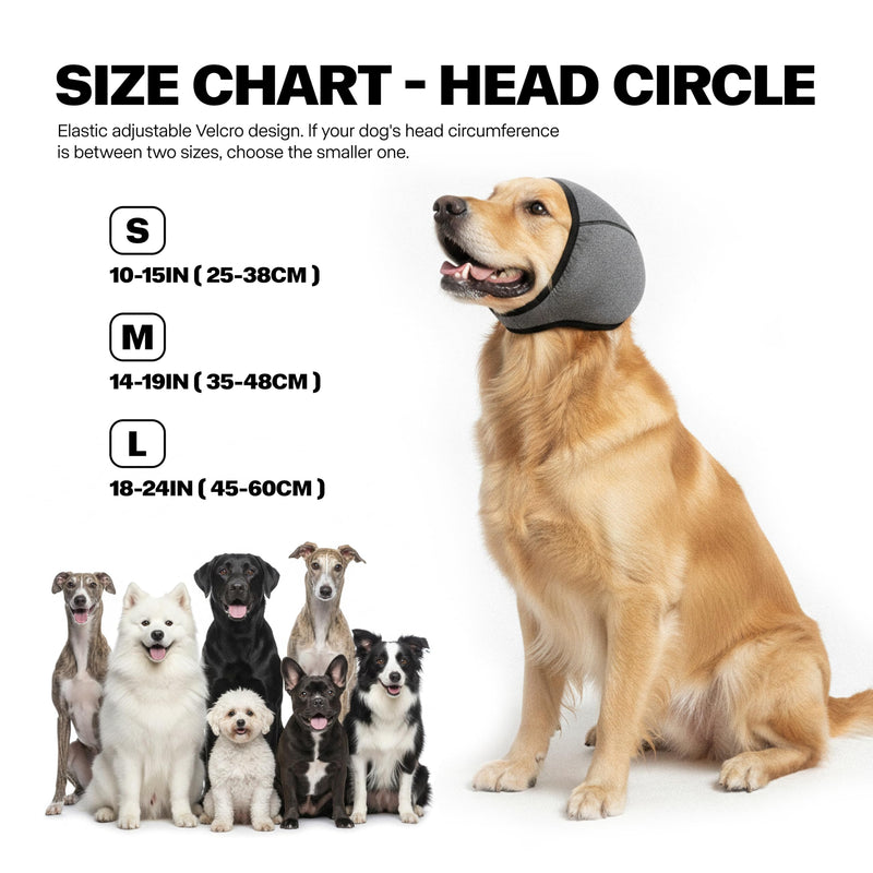 Dog Ear Muffs, No Flap Ear Wraps for Dogs Hematoma - Waterproof Elastic Ear Cover with Calming Hoodie Black Small