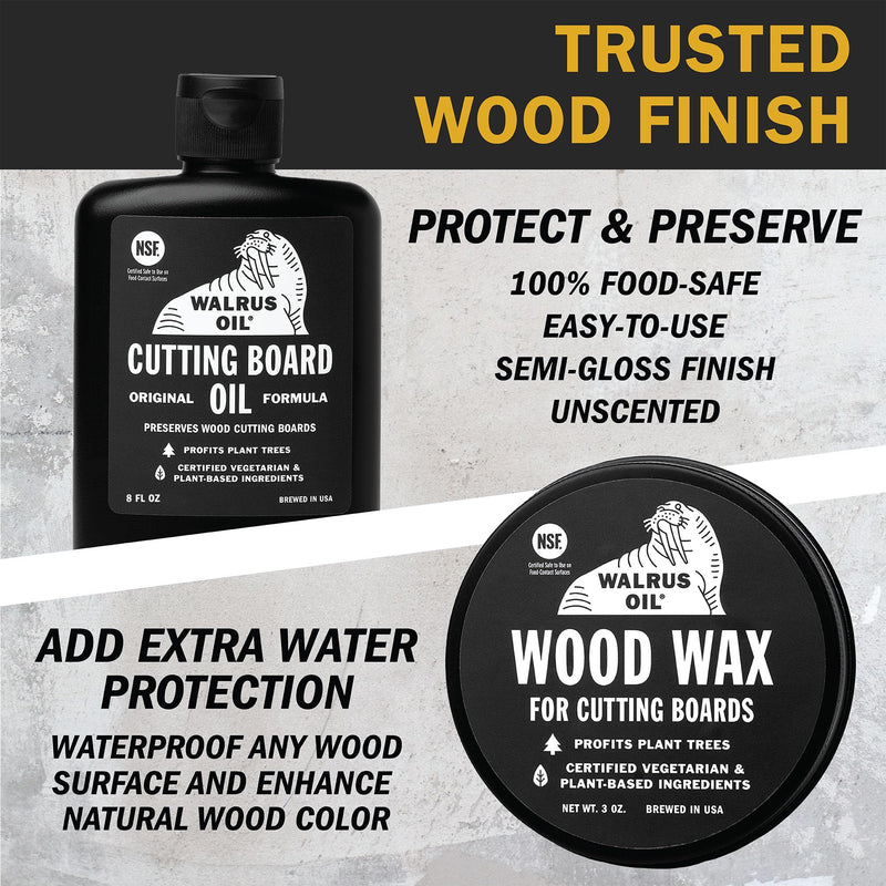 WALRUS OIL - Cutting Board Oil and Wood Wax Set. For Cutting Boards, Butcher Blocks, Wooden Spoons, and Bowls. 100% Food-Safe. - BeesActive Australia