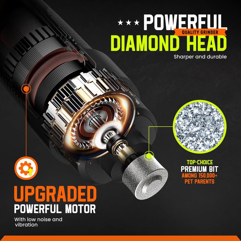 Dog Nail Grinder Upgraded Dog Nail Trimmers Clipper with 2 LED Light, 2 Speed Rechargeable Electric Pet Nail Grinder Quiet Low Noise for Small Medium Large Dogs and Cats Black - BeesActive Australia
