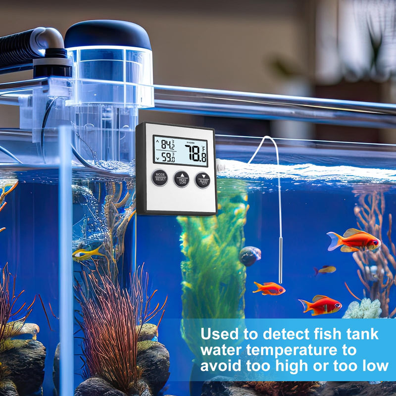 Relaxweex 3 Pack Refrigerator Thermometer Freezer Alarm Digital Thermometer with Sensor, High and Low Alarm Memory Function for Freezer Fridge Kitchen Aquarium (Black,Silver) black, silver