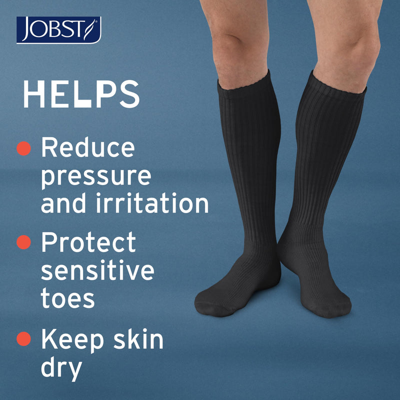 JOBST SensiFoot Diabetic Compression Socks for Men and Women 8-15 mmHg with Seamless Toe and Moisture Management - Extra Padding in Toe, Foot, and Heel Area - Knee High - Closed Toe - Black, Large