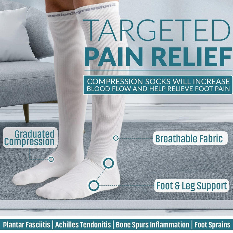 CompressionZ 30-40 mmHg Knee High Compression Socks Men & Women | Support Stockings for Travel, Nurses and Athletes Large Black: 2 Pack - BeesActive Australia