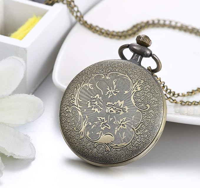 JewelryWe Retro Antique Roman Analog Pocket Watch Pendant Necklace Watch Non-waterproof Men Women Cosplay Event Halloween Birthday Anniversary Christmas Present Bronze -  Australia
