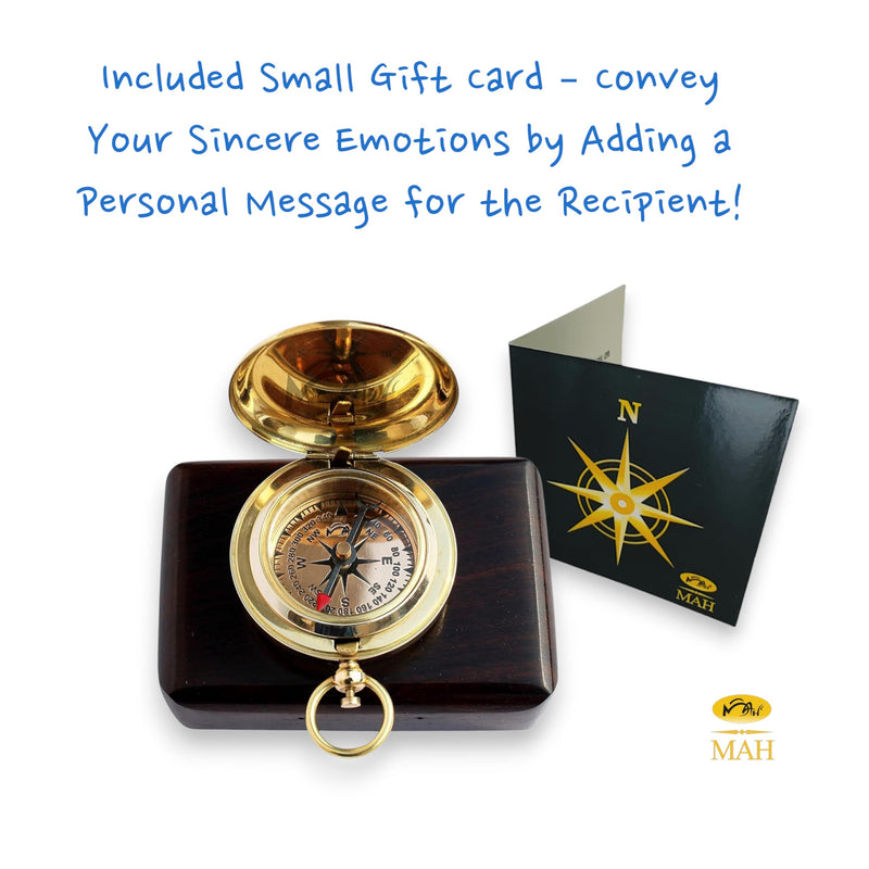 Brass Compass Gift – Push Button Compass Keepsake Gift for Son, Boys, Men, Graduation Gift, Birthday Gift Idea, Inspirational Motivational Gift for Him, Unique Gift Idea, Collectible Desk Decor Brass Compass Gift – Classic Edition 1