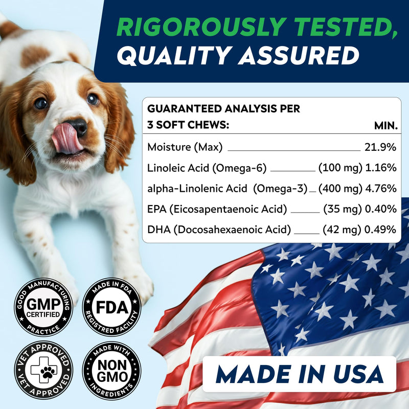 StrellaLab Omega 3 for Dogs - (180Ct) Fish Oil Treats - Allergy & Itch Relief Skin&Coat Supplement - Dry Itchy Skin, Shedding, Hot Spots Treatment, Anti Itch - Pet Salmon Oil Chews - Atlantic Salmon 180 Ct