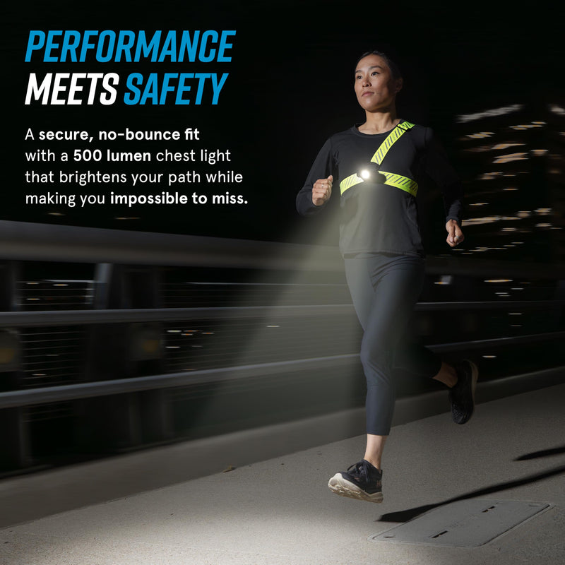noxgear Ranger Chest Light - Super Bright 500 Lumen Reflective Running Vest, USB-C Rechargeable, Adjustable Fit, Waterproof Running Light with Detachable Flashlight, 5 Hour Burn Time - BeesActive Australia