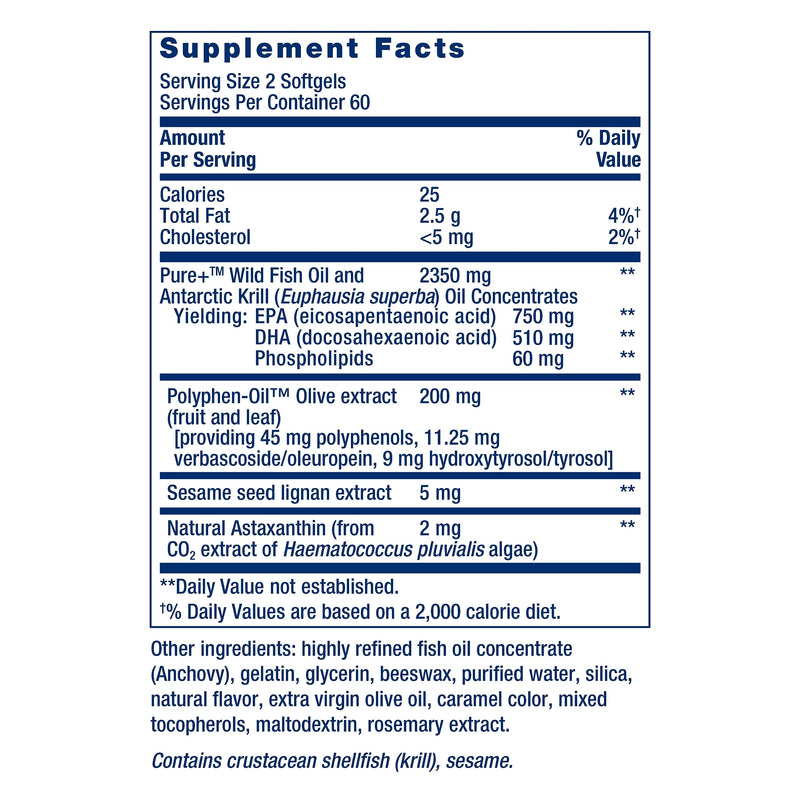 Life Extension Super Omega-3 Plus EPA/DHA Fish Oil, Sesame Lignans, Olive Extract, Krill & Astaxanthin - Heart, Brain & Joint Health Support - Gluten-Free, Non-GMO - 120 Softgels,(Pack of 2) 120 Count (Pack of 2)