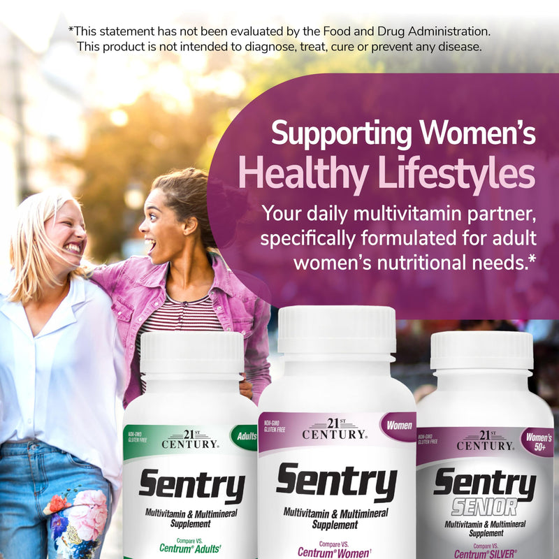 21st Century Sentry Women Multivitamin with Iron & Calcium, 120 Count | Complete Women's Multivitamin & Multimineral with Iron, Compare VS. Centrum® Women, Daily Energy, 120-count 4-month Supply 120 Count (Pack of 1)