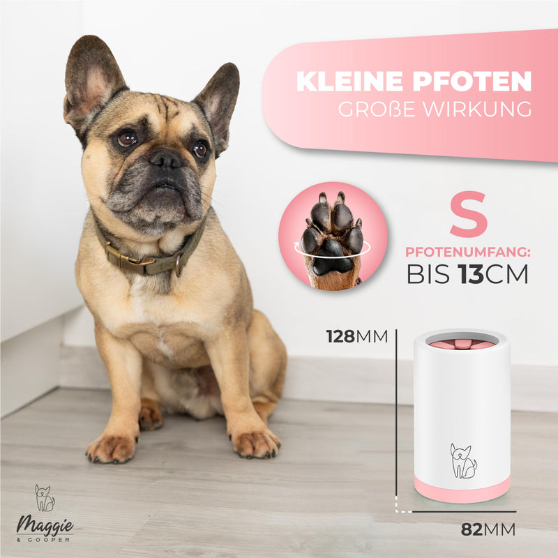 MAGGIE & COOPER Paw Cleaner (Size S, Color: Pink) | clean paws | Includes microfiber towel | 2 different sizes available | dishwasher safe | soft brushes Small - BeesActive Australia