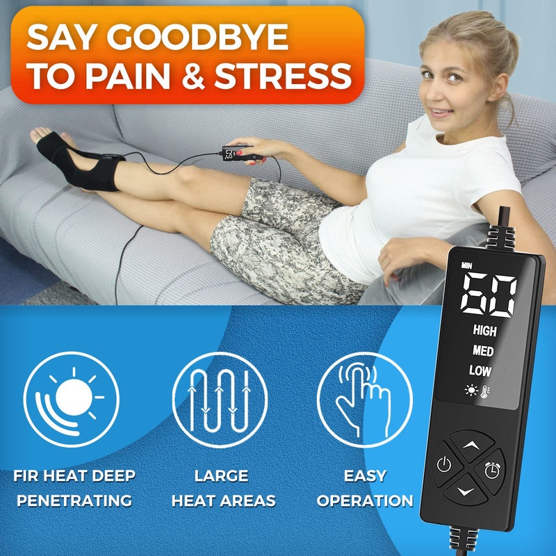 sticro Ankle Heating Pad for Achilles Tendonitis and Plantar Fasciitis Relief, Heated Ankle Brace Foot Heating Pad Wrap with Massage Ball for Sprained Ankle, Arthritis Foot Heel Pain Relief (Black) Black