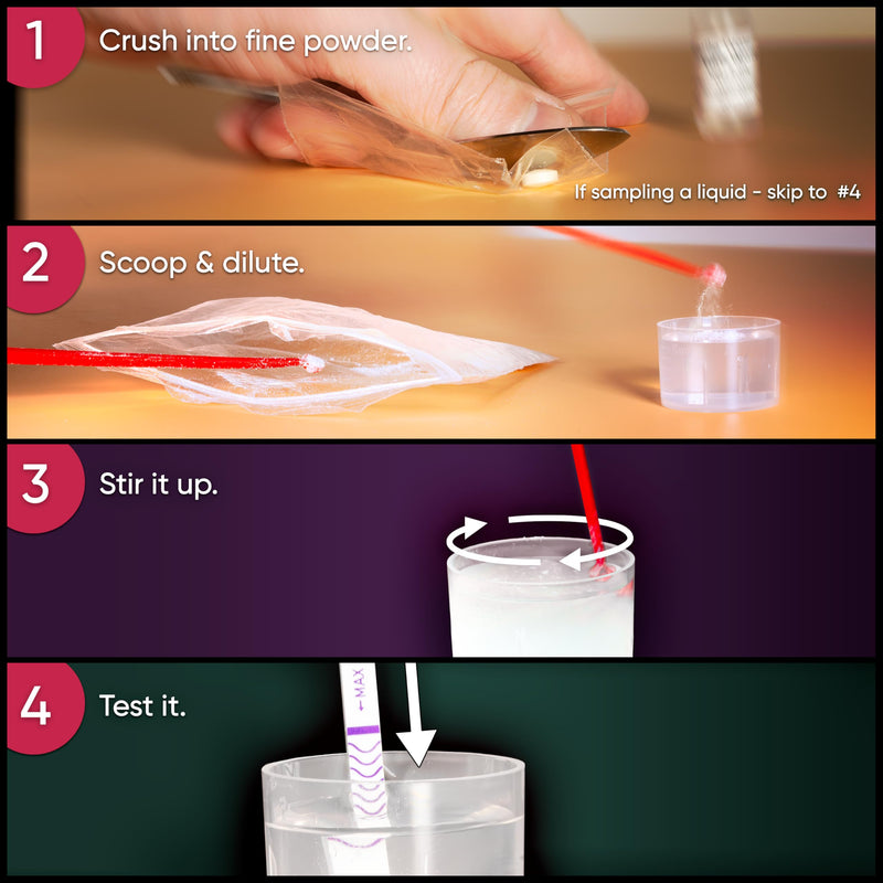 SAFE LIFE Fentanyl Test Strips – Detects Fentanyl and Analogs in Powders, Liquids, and Pills, Highly Sensitive with 10ng/mL Cut-Off, 5 Test Kit with Cups & Spoons, No Interference from MET/MDMA/COC