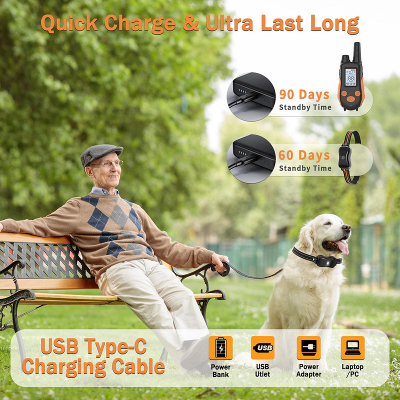 Dog Shock Collar with Remote Control 3300 FT Range, Dog Training Collar with Remote, 3 Training Modes, IPX7 Waterproof Rechargeable E-Collar Fit for Dogs 15-125 LBS - BeesActive Australia