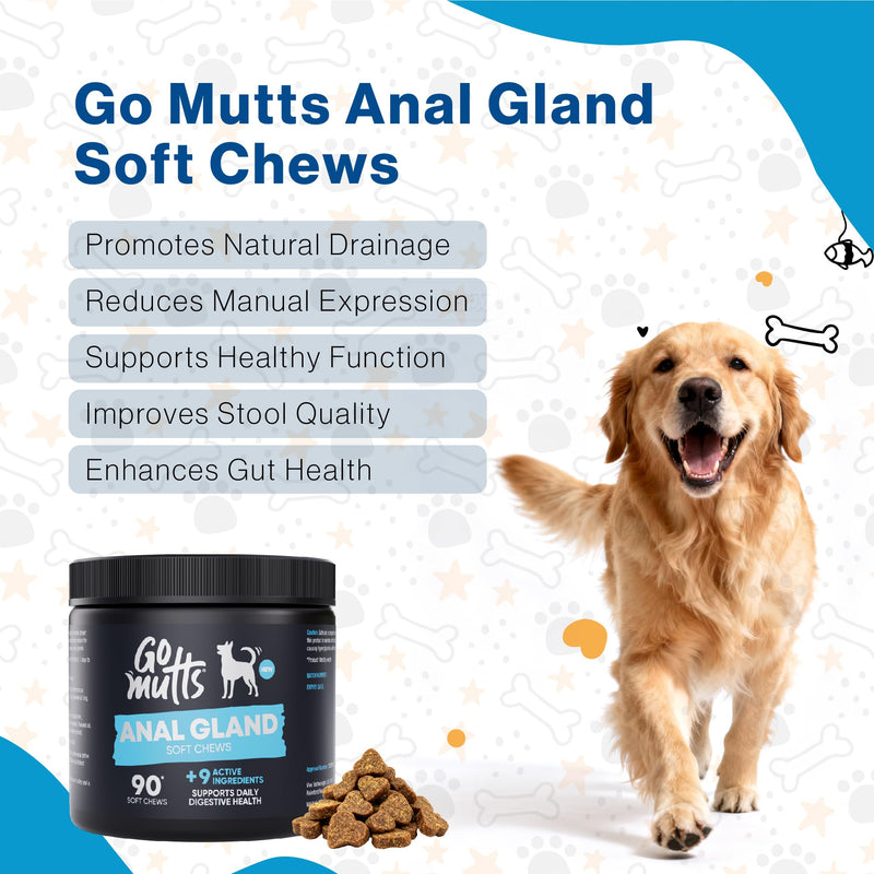 Anal Gland Treatment for Dogs - 90 Anal Gland Chews, Functional Digestive Fiber Treats, Gland Treatment for Dogs, Support Healthy Anal Gland, Bowel & Digestion Anal Gland Treatment
