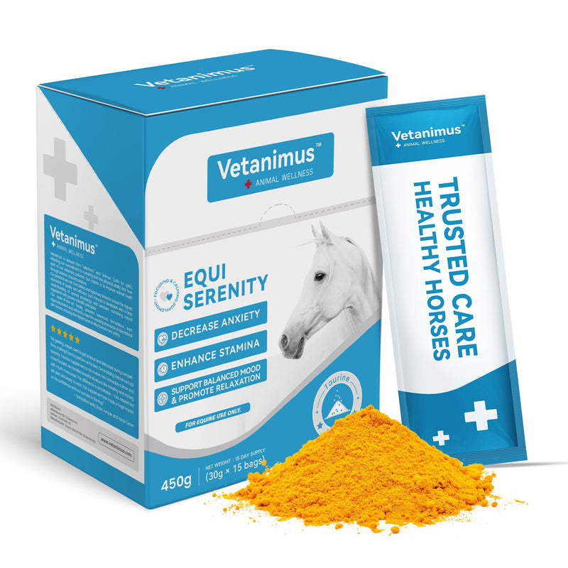 Horse Calming Support Powder – Helps Maintain Relaxed Behavior & Focus | Equine Taurine & Magnesium Blend | 15-Day Supply Box