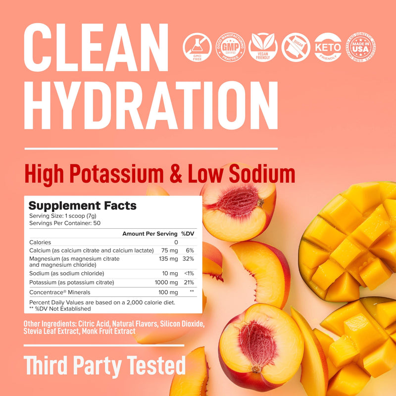 Keppi Electrolytes Powder – Peach Mango Flavor – No Sugar Hydration Supplement with Potassium, Magnesium, Sodium – 50 Servings – Keto, Vegan, Fasting-Friendly, Zero Calorie Electrolyte Drink 50 Servings - Tub