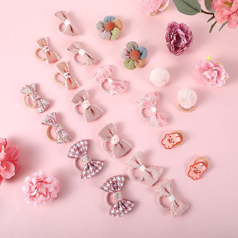 20 Pcs Small Dog Hair Bows with Rubber Bands Pink Dog Bows Puppy Dog Hair Bows Mix Style Handmade Cute Grooming Flower Ball Bowknot Top Knot Dog Hair Accessories for Yorkie Teddy Dog Hair Accessories - BeesActive Australia