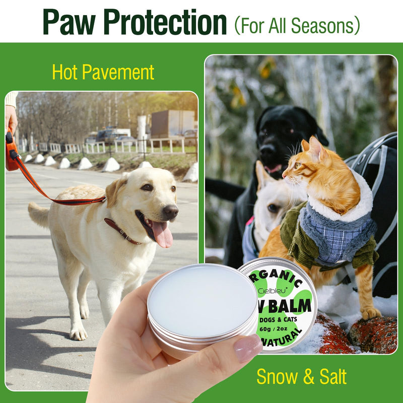 Dog Paw Balm, Paw Soother Moisturizer, Natural Pad Protector for Dogs, Repairs Cracks Noses and Paws, Protection Balm for Dogs Cats - 2 Oz 2 Pack