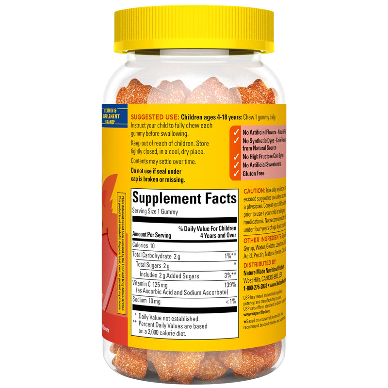 Nature Made Kids First Vitamin C Gummies for Kids, 110 Gummies | Dietary Supplement for Immune Support and Antioxidant Support, Tangerine Flavored Gummies, 110 Day Supply No Artificial Sweeteners 110 Count (Pack of 1)