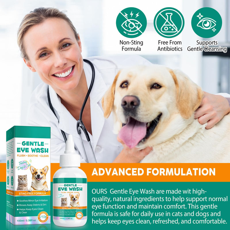 Pet Eye Drops -Dog Eye Drops Relief for Dog & Cat Itching, Irritation, Pink Eye & Allergies - 100ml Safe & Gentle Formula for Dogs and Cats