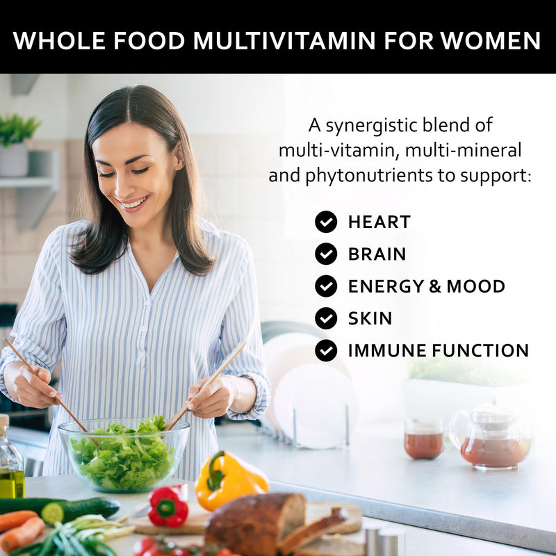 Whole Food Natural Four-a-Day Multivitamin and Mineral Capsules for Women – All-Day Energy, Inner Zen, and Stronger You (120 Capsules)