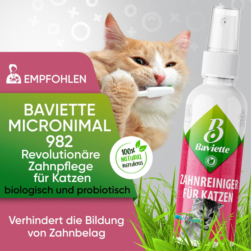 Baviette Cat Care – 100 ml Brush-Free Dental Spray for Cats – Gentle Microbiological Oral Care – Odourless, Tasteless, Alcohol-Free & Fragrance-Free – For Daily Mouth and Teeth Care Dental Care